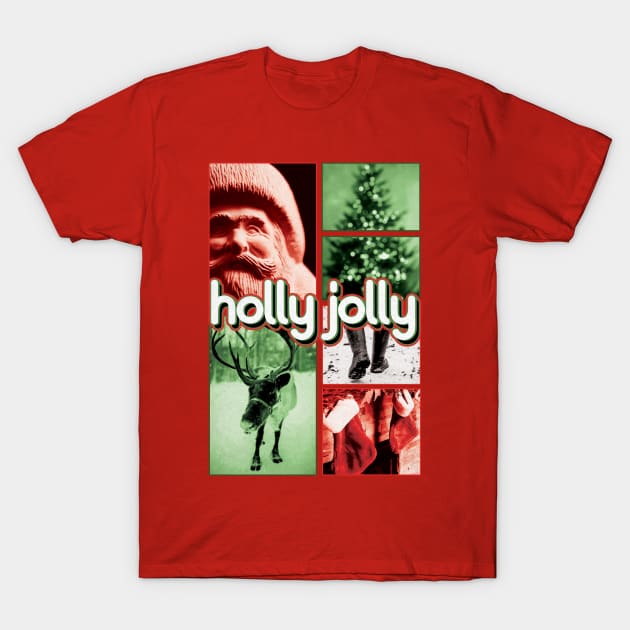 Holly Jolly Xmas Collage T-Shirt by LeMae Macabre